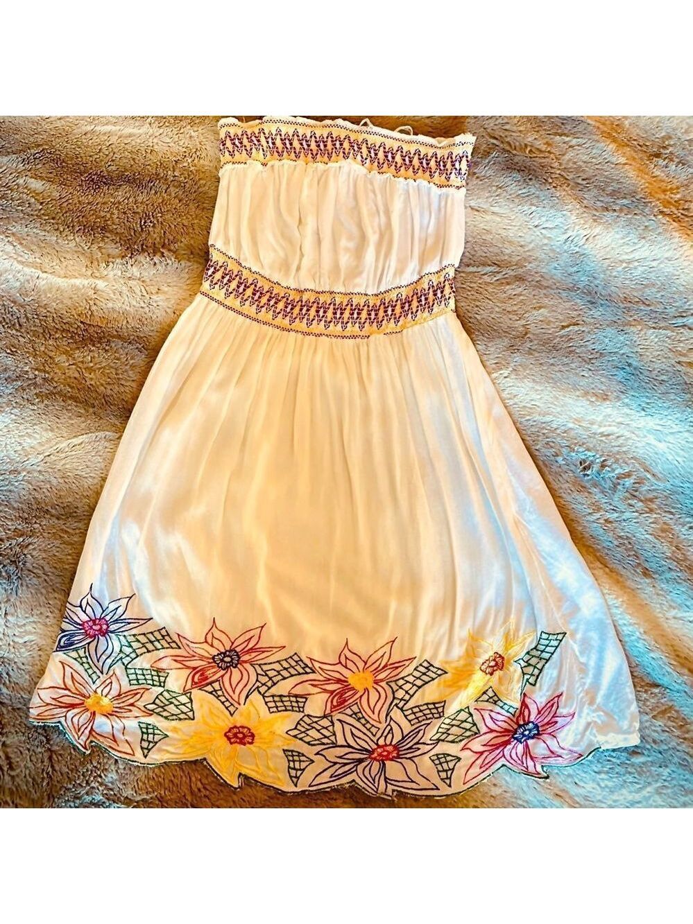 Vintage y2k strapless embodied floral boho dress - Picture 3 of 7